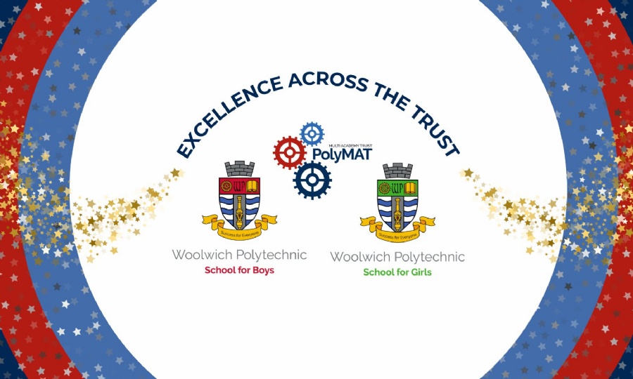 trust, boys and girls school logos with the text 'excellence across the trust'